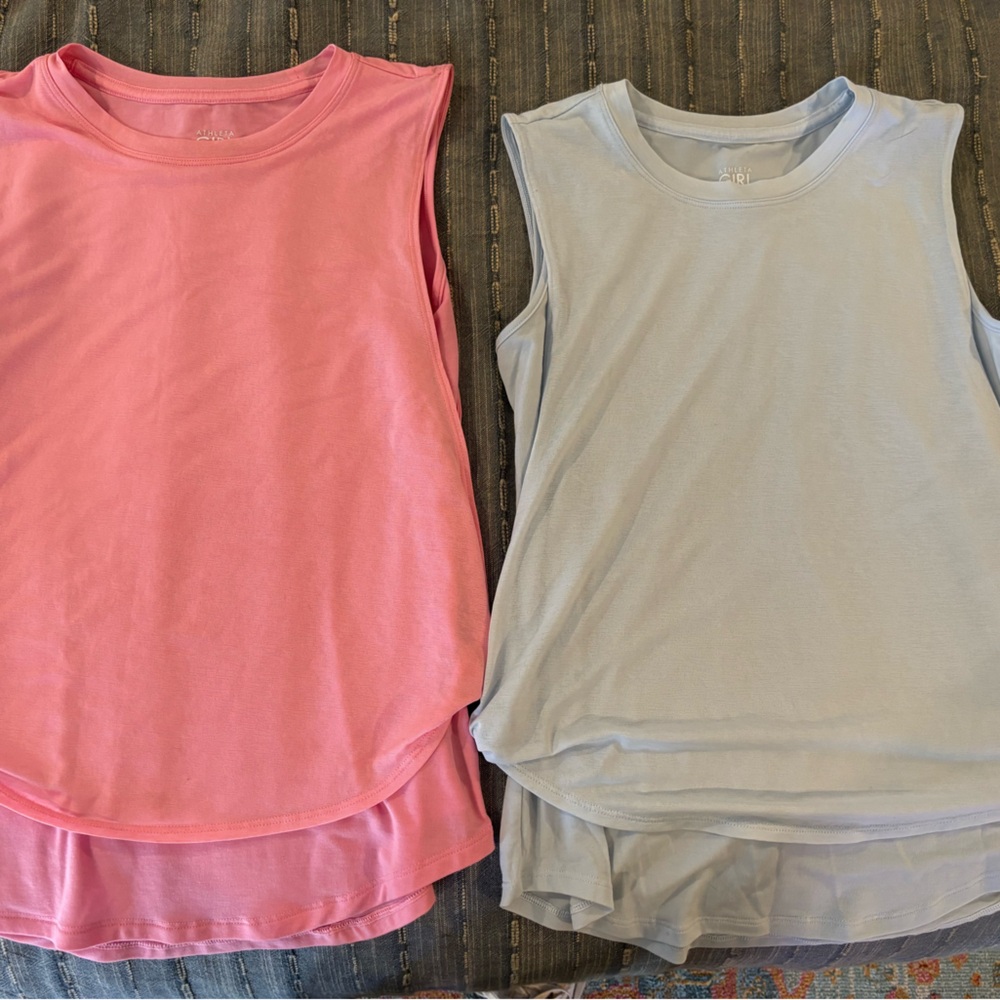 2 each Athleta Girl Double Dutch size 12 tank. Blue and Pink